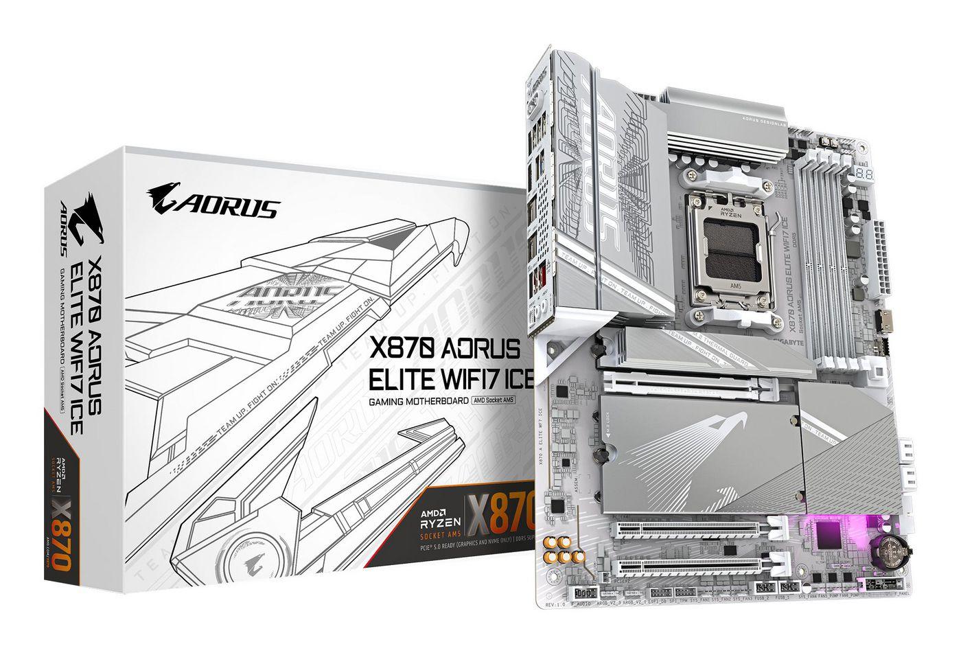 GIGABYTE X870 AORUS ELITE WIFI7 ICE Scheda Madre - Supporta CPU AMD Ryzen 9000 1622 fasi VRM digitale fino a 8200MHz DDR5 OC 3x